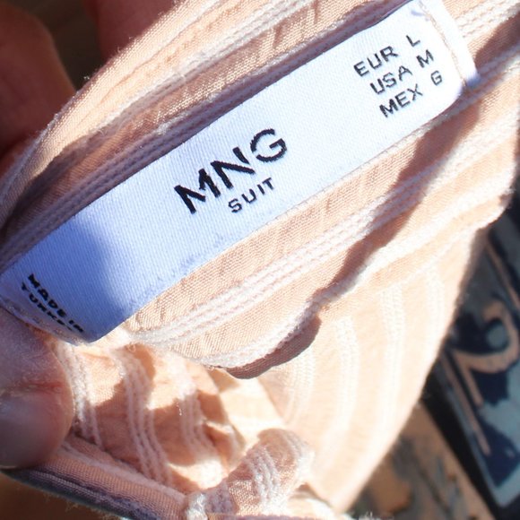 MNG Suit by Mango Peach Pink Striped Spaghetti Strap Tank Top Blouse - Picture 4 of 5